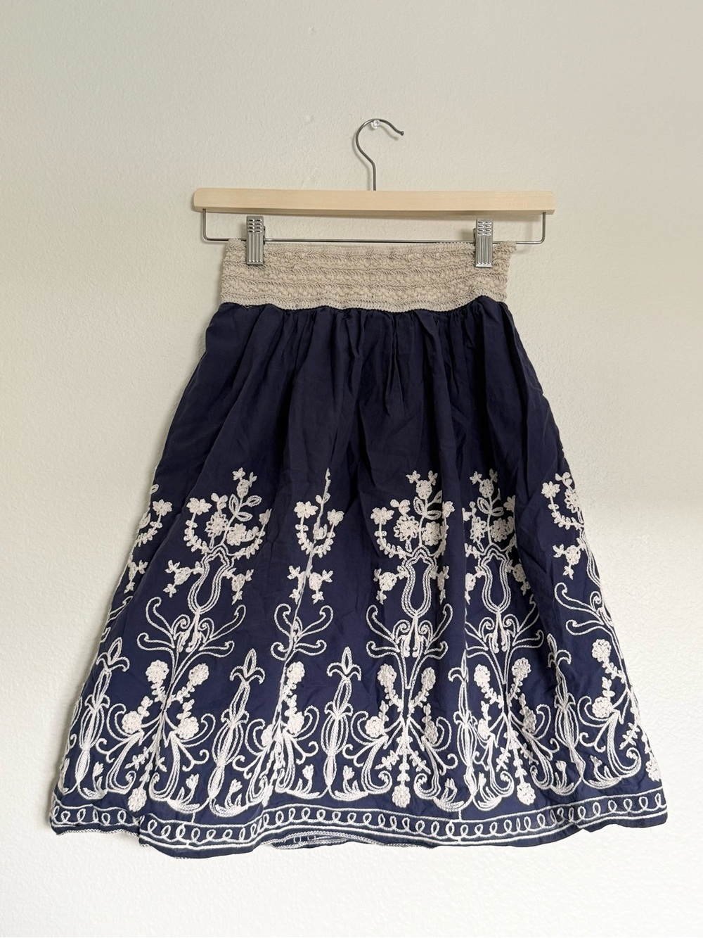Andi + James Cotton Skirt Boho Size S Floral Embroidered Fairycore Whimsigoth